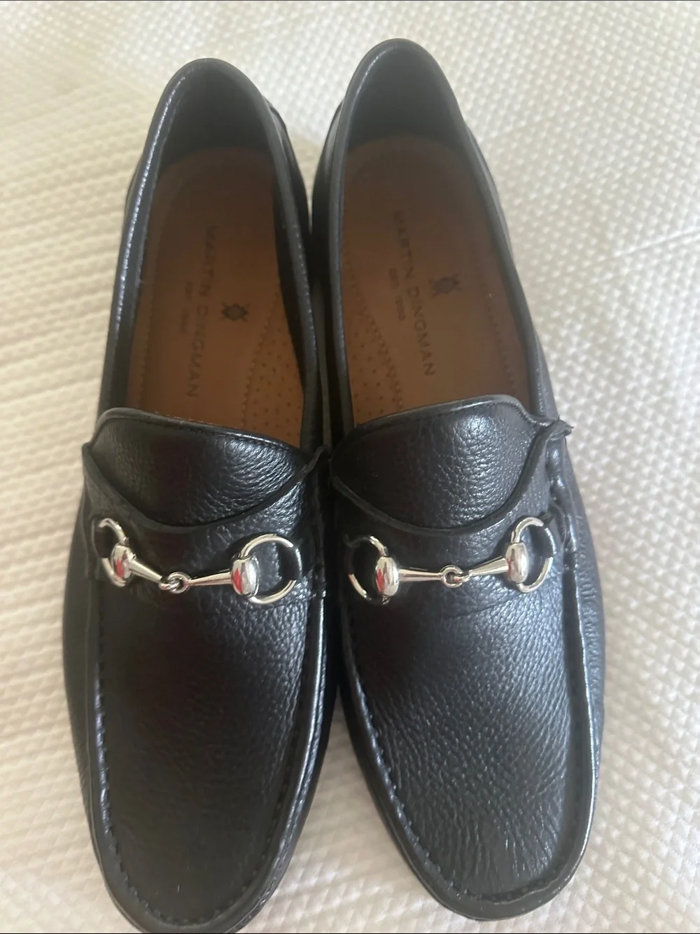 Martin Dingman Black Pebbled Leather Bit Loafers